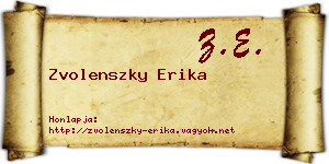 Zvolenszky Erika névjegykártya